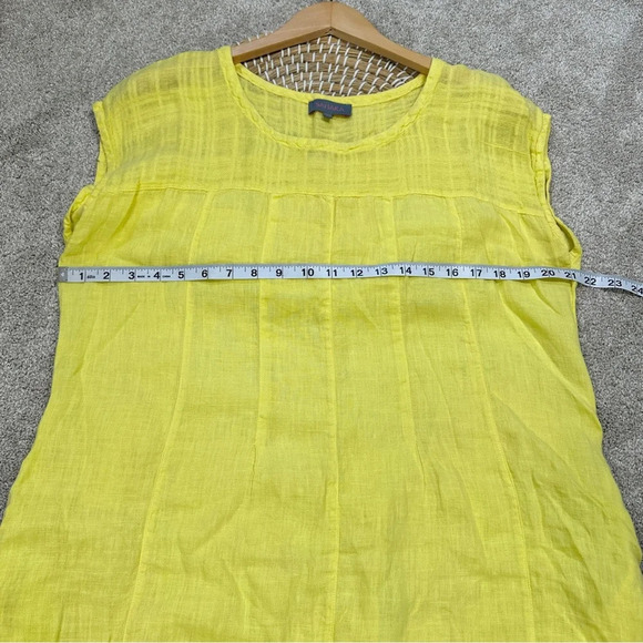 Sahara 100% Pure Linen Sleeveless Midi Dress Pintuck Beachy in Yellow Size M - Picture 11 of 15